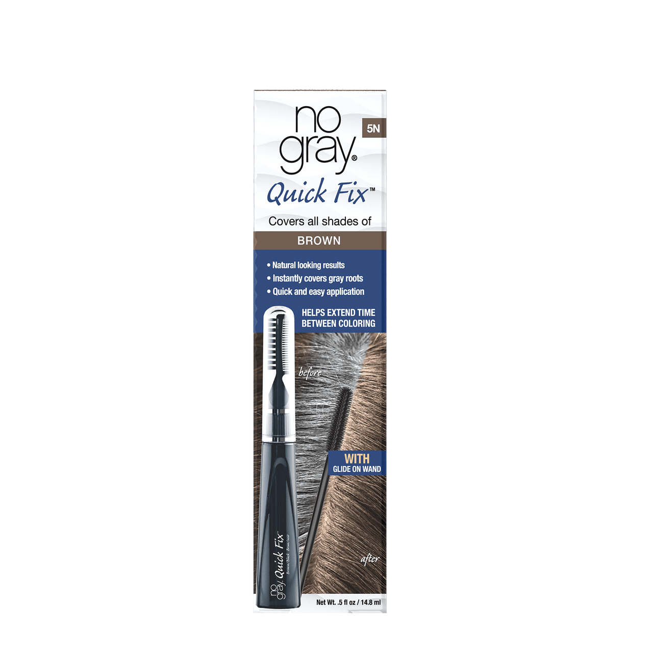 No Gray Quick Fix Instant Covers Gray Roots, Brown - 0.5 Oz